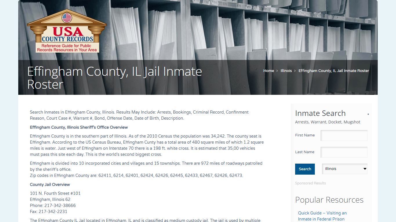 Effingham County, IL Jail Inmate Roster | Name Search